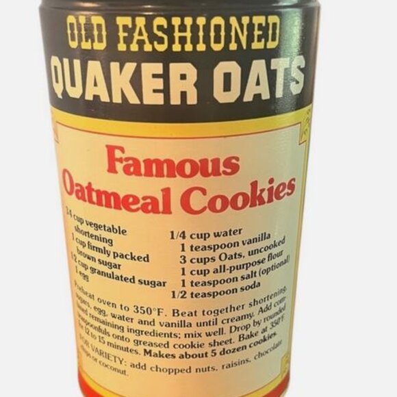 Vintage 1982 Quaker Oats Limited Edition Tin 7.5" X 4" Collectible Container - Picture 2 of 2